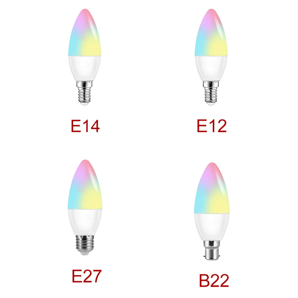 E14/E12/E27/B22 смартфон управляемая диммируемая Кухня домашняя спальня светодиодная 5 Вт 6 Вт Свеча лампа wifi гостиная RGB умная лампа
