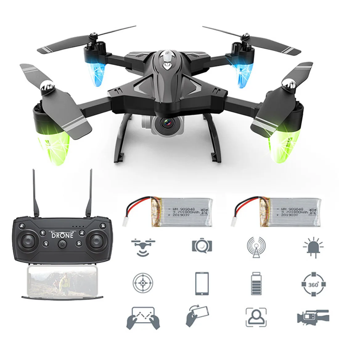 5MP Camera 2B Складной Дрон F69 WiFi FPV RC вертолет оптический поток 1080P HD камера широкий угол Holdable воздушная видео обучающая игрушка Дрон - Цвет: 5MP Camera 2B