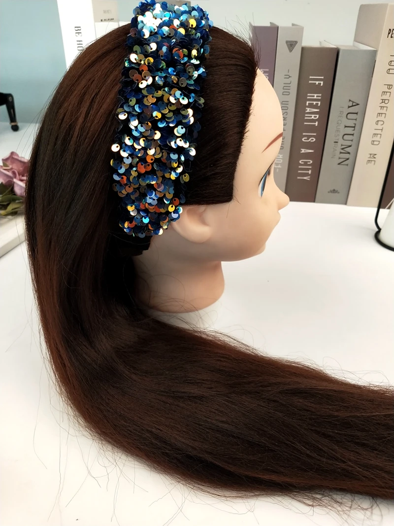 1 шт., новая модная повязка на голову для девочек, блестящая Двусторонняя повязка на голову 4,5 см, широкая повязка на голову, 4 цвета, Женские аксессуары для волос, обруч на голову