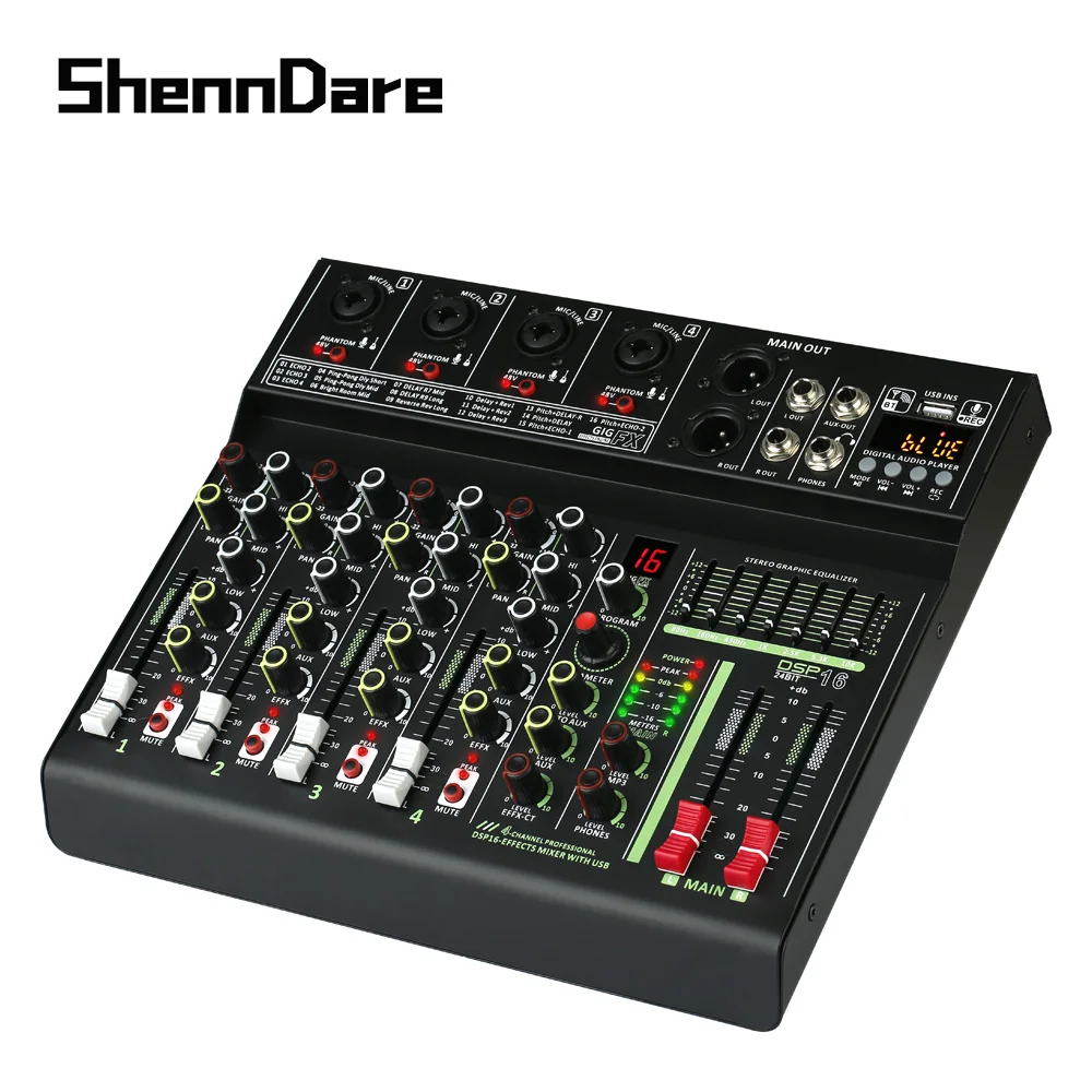 Misturador de Áudio Reprodução do Computador Shenndare Profissional Effector Usb Bluetooth Monitor Gravação dj Mixer 48v Fantasma Td-16 16 Dsp - Image 3
