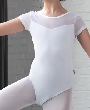 

Mesh Gymnastic Ballet Dance Clothes Cotton Short Sleeve Leotards For Girls Kids Ballet Costumes For Girls Dance 2 Color