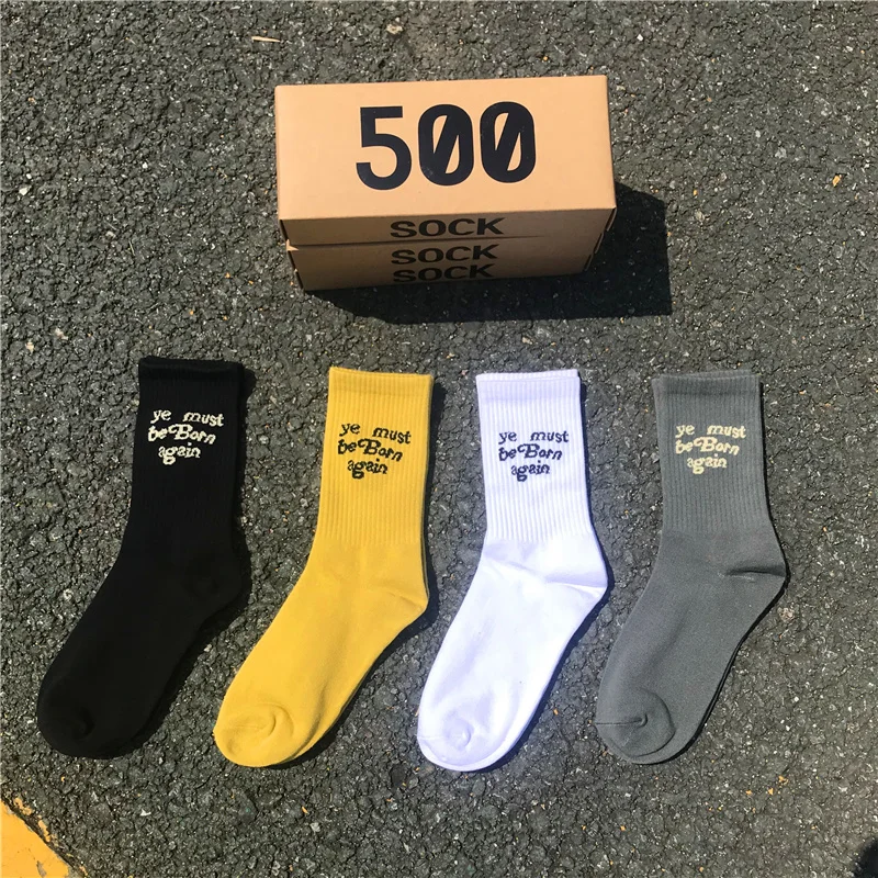 

Men's socks Skate Crew Socks Trendy Letter Printed kanye west Socks Men's and Women's Couple Sports Socks Hip Hop 3 Pairs/box