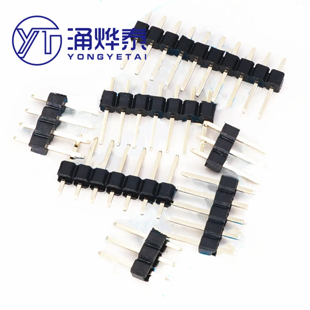 YYT 20PCS 2.54mm single row pin 180 degree straight pin straight pin 1*2/3/4/5/6/7/8/10/12/15/20/40P gold-plated high quality