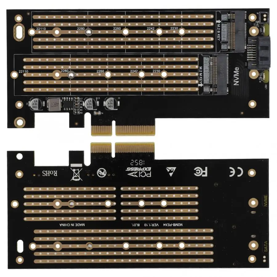 PCIE для M.2 SATA+ NVME двойной диск карты расширения для 2230 2242 2260 2280 22110 Размеры M.2 SSD компьютерные аксессуары