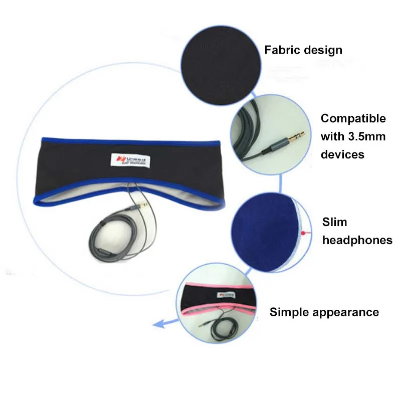 Sports Earphone Sleeping Mask Anti-noise Headphone Headband  3.5mm Wired Headset Music Player for Smartphone PC
