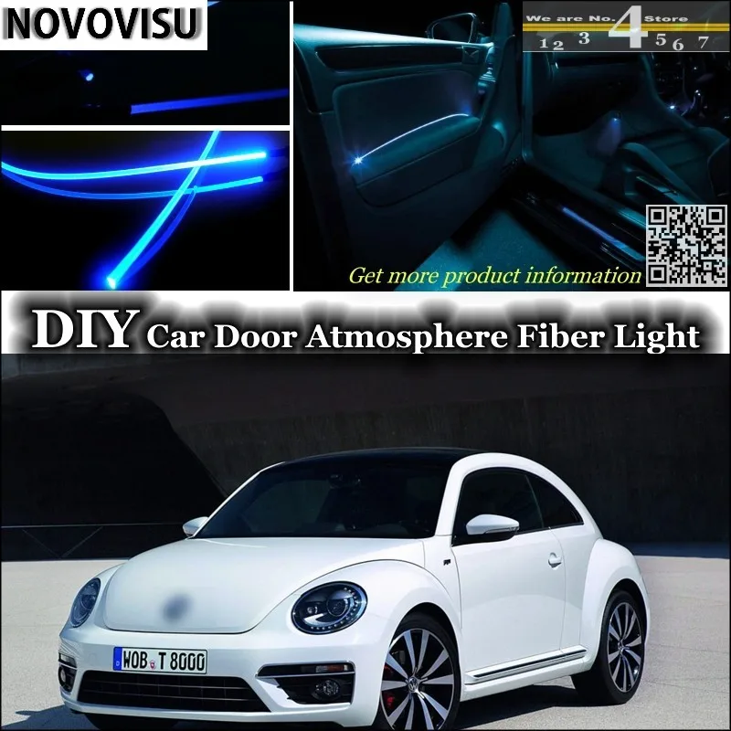 Novovisu для VW Volkswagen Жук A5 Fusca Maggiolino Coccinelle интерьер окружающего света настройки атмосферу волокно PMMA) со светящимся пластмассовым наконечником двери