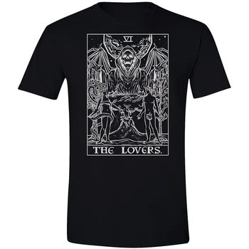 

Grim Reaper Gothic Halloween Tarot Card T-Shirt The Lovers Valentines Day Gift Tops Tee Shirt Cotton short sleeve