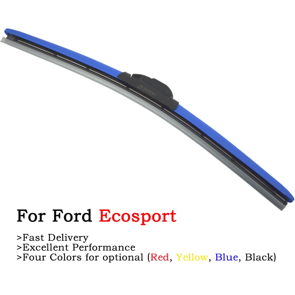

2Pcs Colored Windscreen Car Wiper Blades For Ford Ecosport Southeast Asia Russia Europe 2004-2020 Red Soft Ruber Boneless Wipers