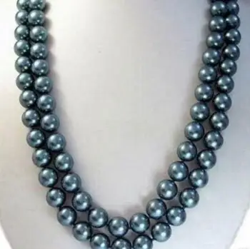 

Free shipping beautiful 9-10 MM NATURAL SOUTH SEA BLACK PEARL NECKLACE 33 INCH 14KG