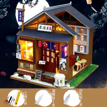 

Small Mini Doll House Diy Wooden House Miniatures Kit Kids Dollhouse Accessories Educational Casa De Boneca Toys for Girl OO50WW