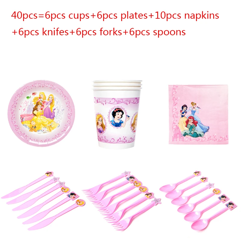 Tangled Rapunzel Belle Disney Princess Theme Party Disposable Cup Plate Tablecloth Tableware Set Birthday Party Decorations 