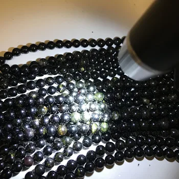 

Natural Mixed Black + Dark Green Tourmaline Loose Round Beads 9mm