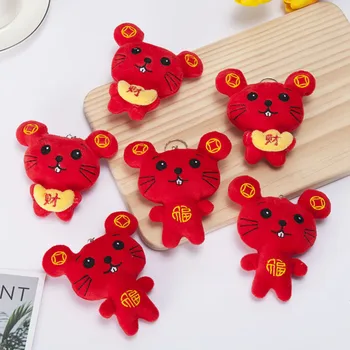 

10CM Cute Mouse Stuffed Plush Animal Toy 2020 Year Of The Fat Rat Mascot Plush Doll Keychain Hanging Deacoration New Year Gift