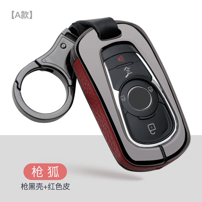 Защитный чехол для ключей из сплава+ кожи для OPEL Astra Buick ENCORE ENVISION, новые кольца для Лакросса, защитный чехол для автомобиля - Название цвета: A Red back