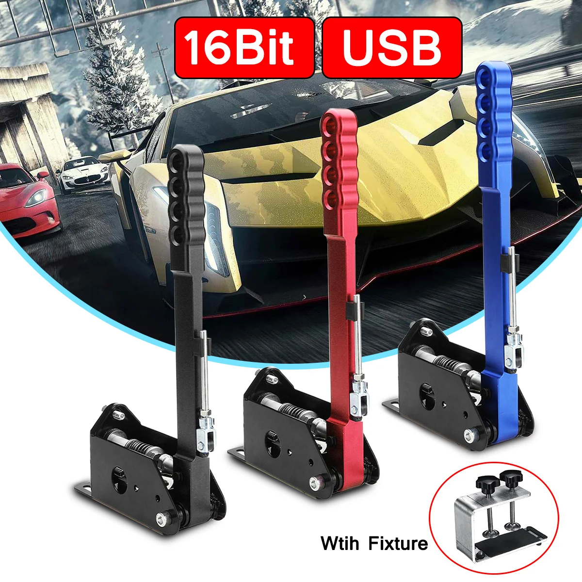 LQNB Nuevo Sistema de Freno 14 bit Hall Sensor USB Freno de Mano Sim para Juegos de Carreras G25 27/29 T300 T500 Fanatec Osw Dirt Rally Negro
