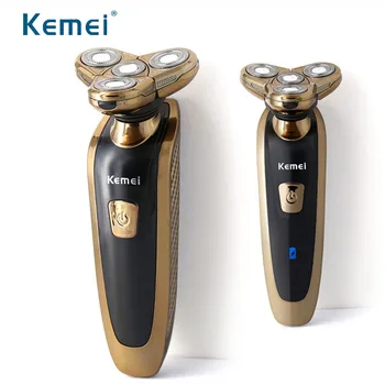

KM Men's Rechargeable Electric Shaver 3D Triple Floating Blade Heads Shaving Razors Face Care Washable Beard Trimmer Machine D41