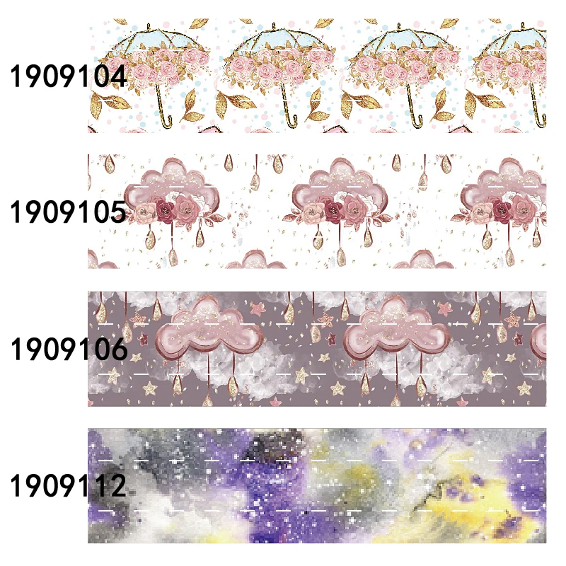 

FLRARIBBONS 15mm cute kawaii cloud printed fold over elastic