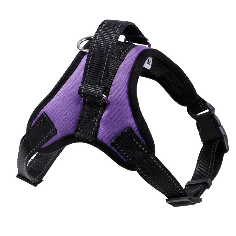 Поводок для собак, жилет, аксессуары для собак, ошейник, дышащий поводок для собак, светоотражающая лента - Цвет: Purple