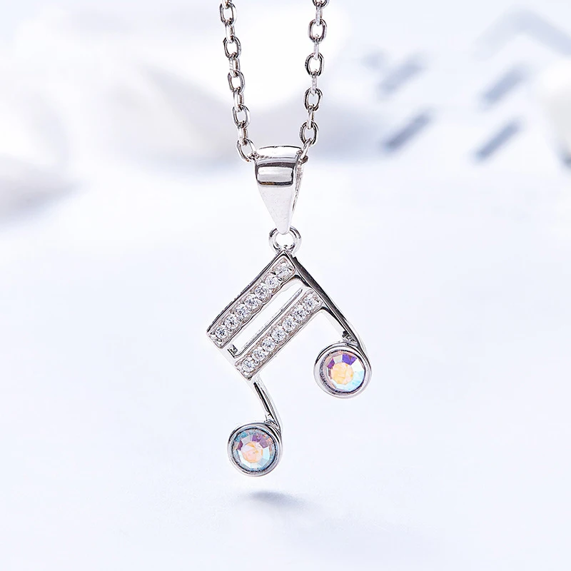 Warme Farben Crystal от Swarovski 925 Серебряное колье для женщин Новая мода музыкальная нота кулон ювелирные изделия-ожерелья