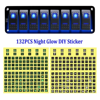 

12V-24V 8-Gang Waterproof Circuit Blue LED Rocker Switch Panel Breaker For Car Marine Vehicles Yachts Ships Caravans Trucks