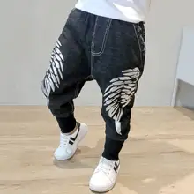 Джинсовые брюки для мальчиков осенняя одежда Новинка года, стильные детские штаны-шаровары детские штаны в западном стиле на весну и осень