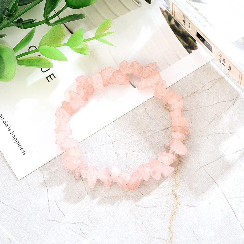 Women Girls Jewelry Gift Fascination Bracelet New Fashion Pink Mineral Spar Stretch Crystal Bracelet For Anniversary Pulseras