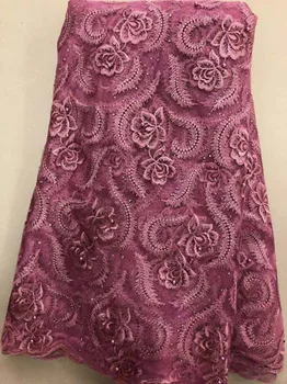 

Onion 2020 African Net Lace Fabric Embroidered French Tulle with beads For Sewing Nigerian Wedding Women Dress Fabrics SLL3530
