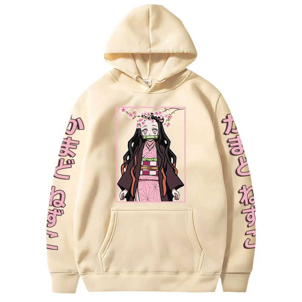 off white hoodie Anime Demon Slayer Hoodies Kimetsu No Yaiba Sweatshirts Cozy Tops Pullovers Sudadera Felpa Moletom white hoodie women