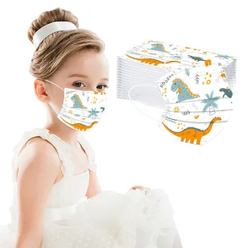 

50PCS Planet Printed Kids Disposable Face Mask 3ply Non-woven Fabric Masks Children Cartoon Mouth Cover Masques Jetables