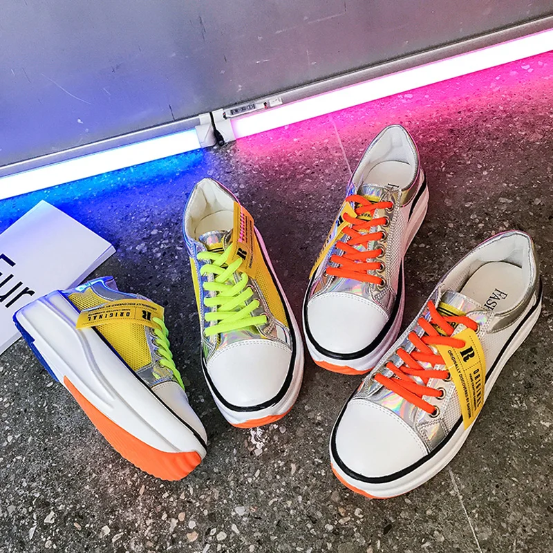fashion women platform casual shoes mixed colors designer ladies breathable sneakers summer chunky female mesh flats for woman (4)