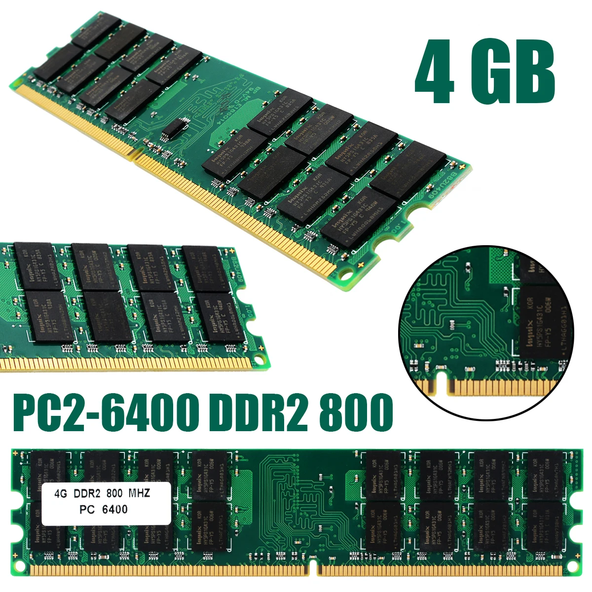 

New Arrival 1pc 4GB PC2-6400 DDR2 800MHZ Memoria Ram Non-ECC 240Pin Memory Ram For AMD Desktop PC2 6400/5300/4200 800/667/533MHZ