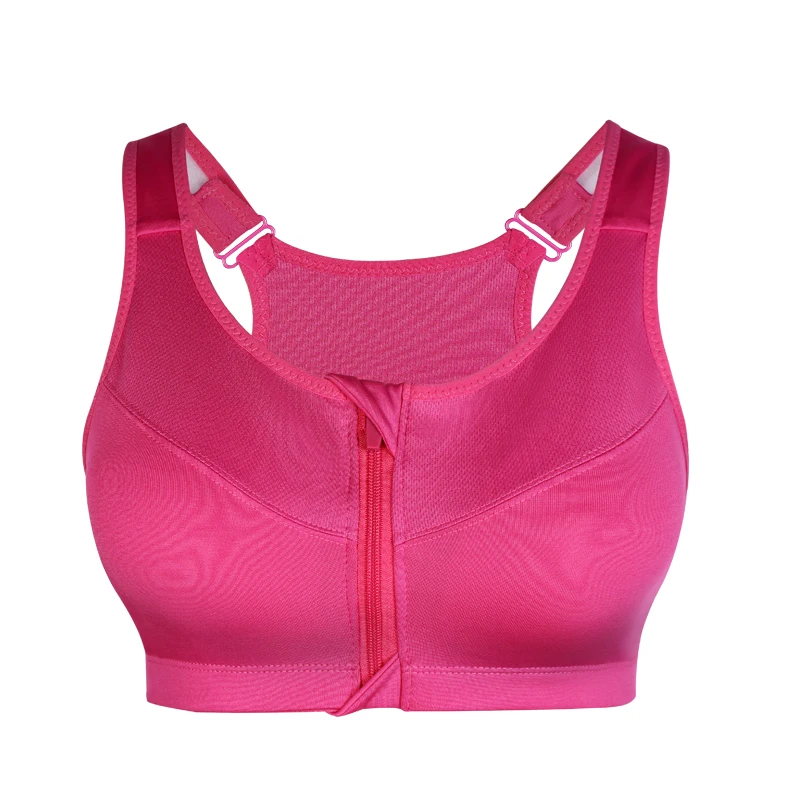 Classic Rose Red SEXYWG размера плюс Топ Женская обувь на застежке-молнии спортивный бюстгальтер нижнее белье пуш ап тренажерный зал Фитнес спортивные, пробежек, занятий йогой, автоматический выключатель Bh спортивный бюстгальтер-топ из 5XL - Цвет: Classic Rose Red