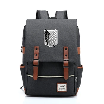 

Anime Backpack Attack on Titan Laptop Shoulder Bags Daily Bagpack Anti-theft Canvas Flap Vintage Travel Backpacks Large Capacity
