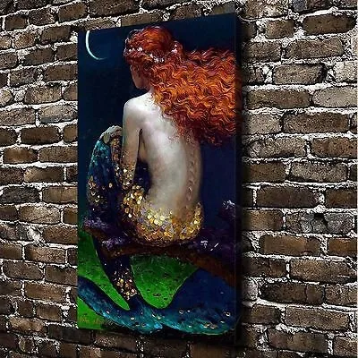 

TOP ART painting -Lonely mermaid blond OIL painting # 100% handpainted oil painting #--accept Customize painting
