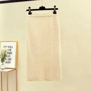 Heydress, Осень-зима, одноцветные Женские Элегантные вязаные юбки, женские прямые юбки с высокой талией, женские повседневные юбки размера плюс - Цвет: -AW1-50CM