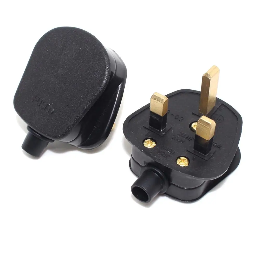 MAINS POWER UK 3 PIN FUSED PLUG,3A 5A 10A 13A BLACK WHITE TRANSPARENT