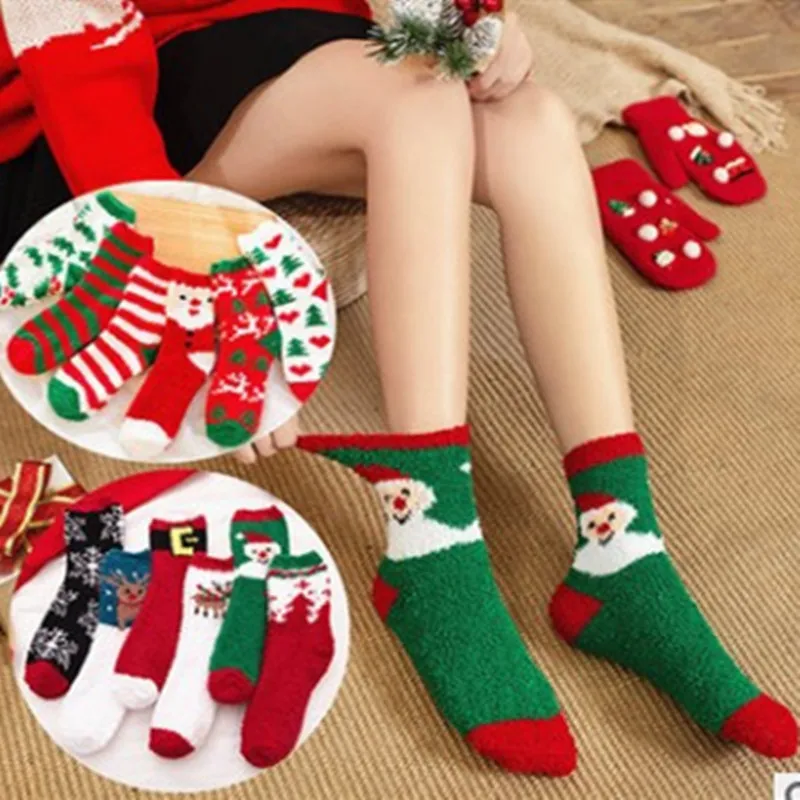 

Harajuku Christmas Socks Women Funny Cute Winter Warm Sock Gift Kawaii Cotton Cartoon Cozy Thick 2019 Novelty Streetwear Fashion