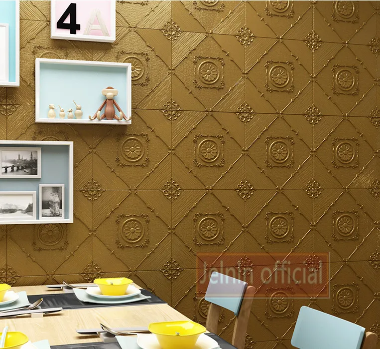 Золотая самоклеящаяся 3d Наклейка на стену спальня гостиная водостойкие обои для ванной потолок крыши пены обои для детской комнаты