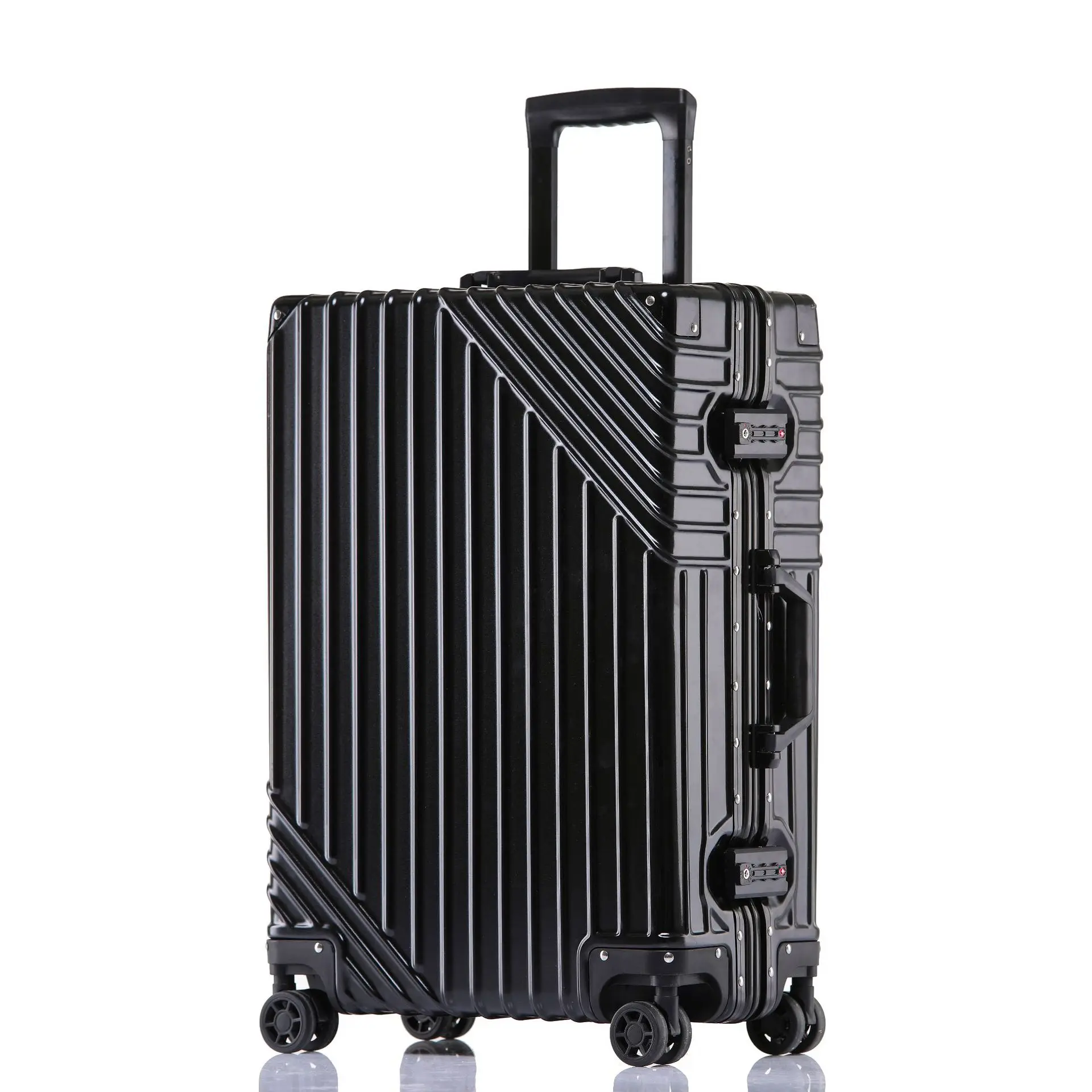 20''24''26''29'' классический ABS+ PC алюминиевая рама багаж на колёсиках бизнес-кабина чемодан на колесиках чемодан для путешествий универсальное колесо - Цвет: Black