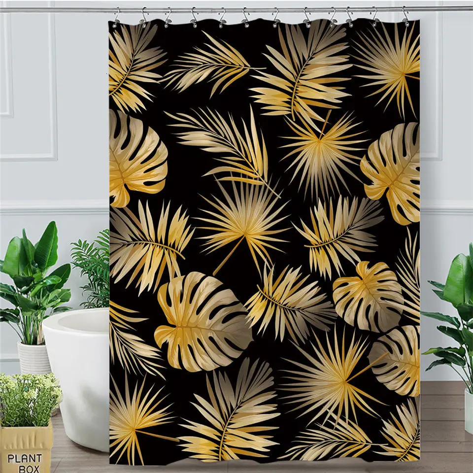 Blesslive золотой лист занавеска для душа Тропический Botanic водонепроницаемый занавеска с крючками для ванной комнаты современные Пальмовые Листья douche gordijn