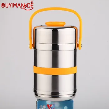 

Stylish Stainless Steel Vacuum Pot Lunch Box Insulation Barrel Non-magnetic Insulation Lunch Box Three-layer Large Capacity Pot