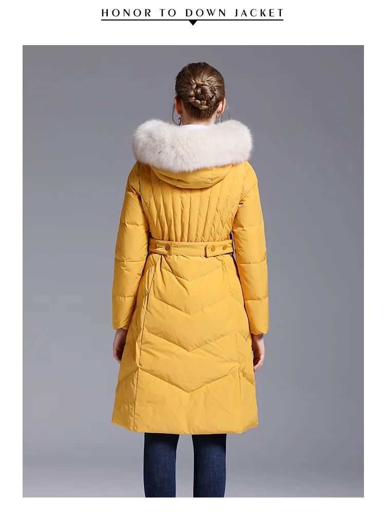 winter new down jacket women's fashion temperament large wool collar Korean slim and thickened coat medium length 429