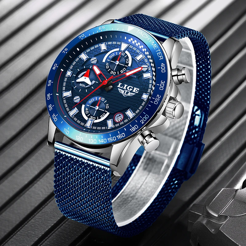 

LIGE Top Luxury Brand New Men Watch Quartz Male Clock Fashion Sport Watch Waterproof Stainless Steel Wristwatch Reloj Hombre