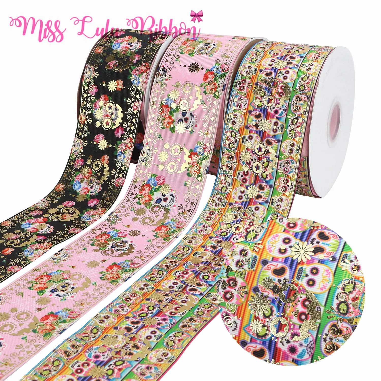 3 &quot75 Flower Series Golden Spring Daisy Gold Foil Printing 3-Color Ribbon DIY Gift Accessories 50 Yards / Roll | Дом и сад