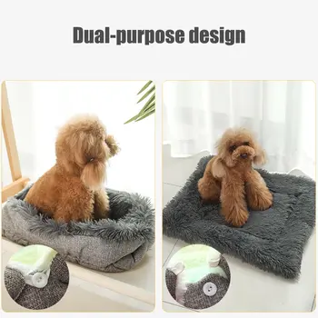 

Soft Double Sides Pet Dog Mat Winter Warm Cat Dog Sleeping Mat Long Plush Puppy Cushion Mat Portable Cat Dog Kennel Pet Mat
