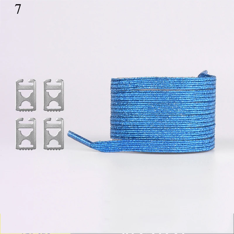 Creative Casual Elastic Magnetic Shoelaces Buckle Lazy Shoelaces Gold Silver Colorful Stretch Locking Lazy Shoelaces Strings - Color: 7