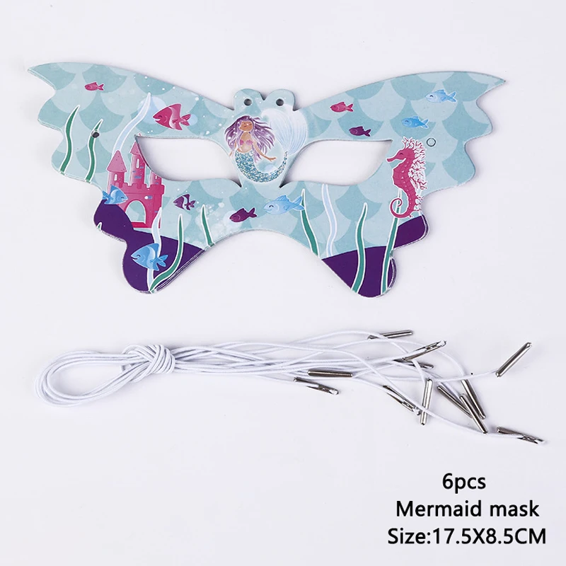 6pcs-Mermaid mask Вечерние принадлежности Русалочки, декоративный баннер с воздушным шаром, сувениры для вечеринки ко дню рождения, детские украшения для вечеринок на день рождения - Цвет: 6pcs-Mermaid mask
