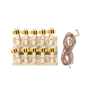 

Cartoon Bee Wood Clip Photo paper Clothespin Craft Clips Party decoration 10pcs