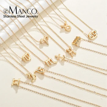eManco gold stainless steel zodiac necklace for women 12 zodiac signs chokers necklace women jewelry