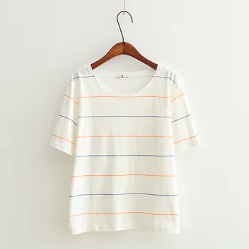 

2018 summer wear new style woman loose fitting T-shirt short sleeves regular short white T-shirt girl